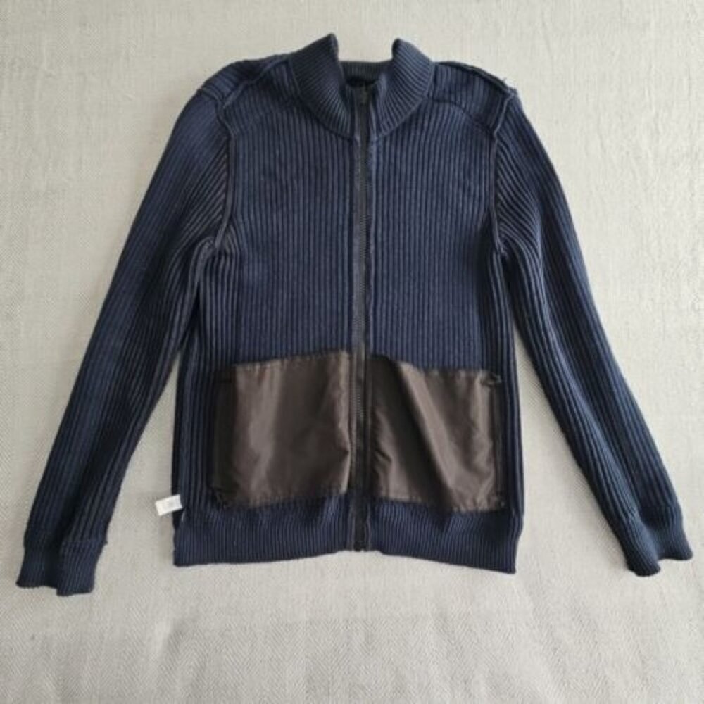 Calvin Klein Sweater Men's XL Cotton Full Zip Jacket Shoulder Patch BLUE - Picture 4 of 16